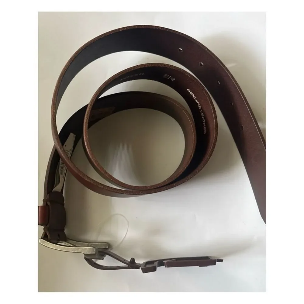 Vintage Fossil Even Patch Insert Brown Belt Size 40~ New
